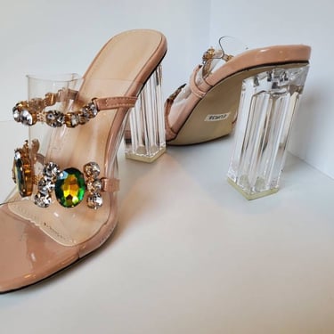 Stunning Rhinestone and acrylic heels size 7.5 