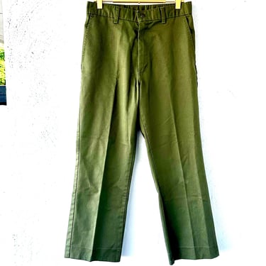 Vintage 70s Cargo Pants High Waisted 1970s Boy Scouts of America Army Green Bottoms 