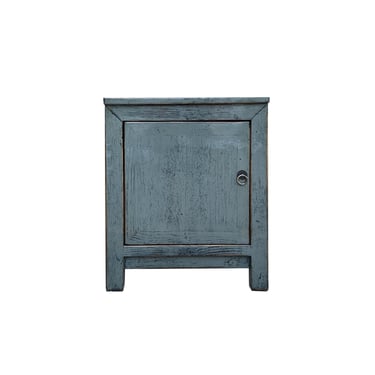 Oriental Distressed Medium Gray 1 Door End Table Nightstand Chest ws4423E 