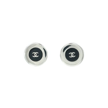 1997 Chanel Enamel Logo Button Earrings