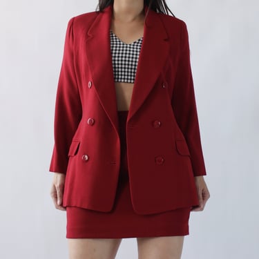 Vintage Raspberry Miniskirt Suit - W28