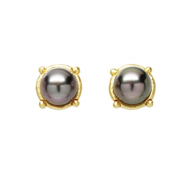 One-of-a-Kind Tahitian Pearl Studs with Dotted Border