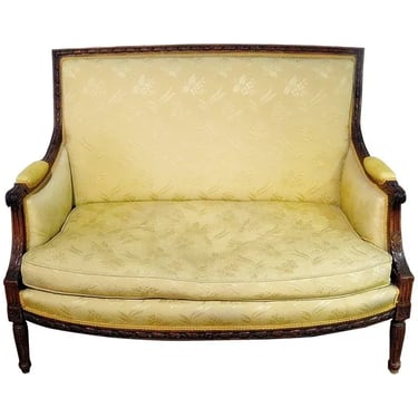 Gorgeous Carved Walnut Louis XVI Style Settee Marquis Sofa Attributed to Jansen