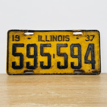 Vintage License Plate 1937 Illinois License Plate 