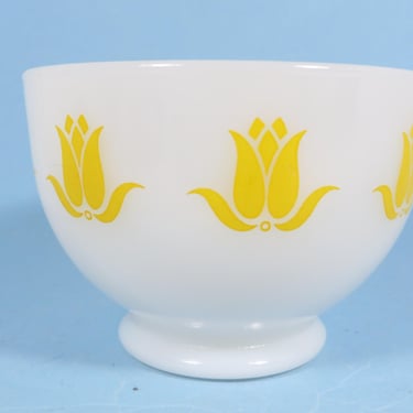 Vintage Yellow Tulip Milk Glass Cottage Cheese Bowl - Fire King Yellow Tulip Cottage Cheese Bowl 