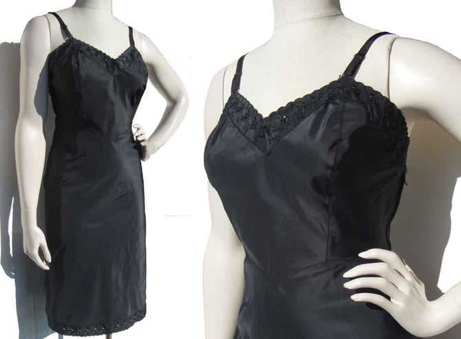Vintage 50s Barbizon Dress Slip Black Taffeta Lingerie S Vintage 50s Barbizon Dress Slip Black Taffeta Lingerie S