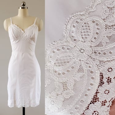 1960s/70s Shadowline Slip in White 60&#39;s Loungewear 60s Lingerie Women&#39;s Vintage Size Small 
