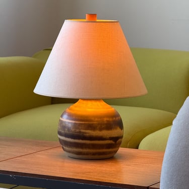 Vintage 1960s Jane and Gordon Martz Green Ceramic Table Lamp 