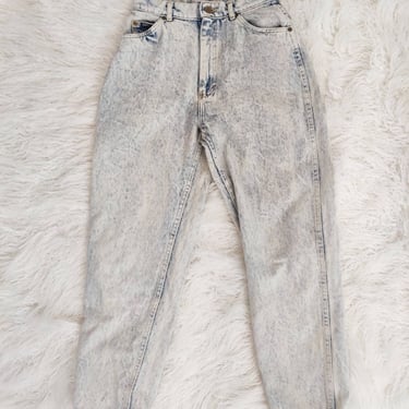 Vintage 80s Lee Acid Wash Denim Jeans // Hi Rise Straight Legged 