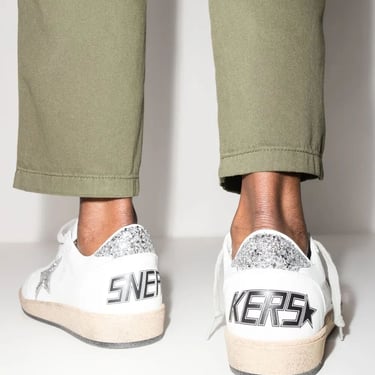 Golden Goose Women &quot;Ballstar&quot; Nappa Upper And Spur Glitter Star And Heel