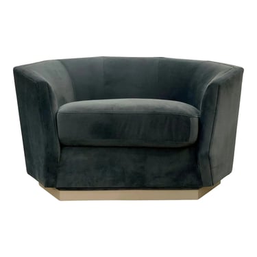 Caracole Modern Teal Velvet Expressions Swivel Chair & 1/2