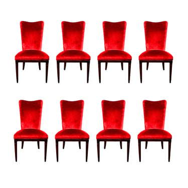 #1187 Set of 8 Velvet Bernhardt Dining Chairs