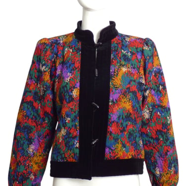 YVES SAINT LAURENT- 1970s Floral Print Wool Jacket, Size 4