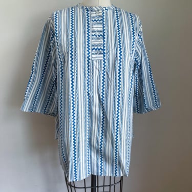 Vintage 1950s Zig Zag print Maternity Top / L 