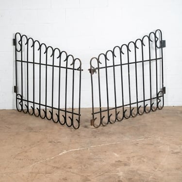 Mid Century Modern Metal Gate Wrought Iron Entrance Black 1960s Architectural
