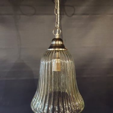 Contemporary Pendant Light with Ribbed Glass 8.75" x 11"