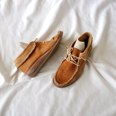 worrrn 70s suede wedge moccasins - 8 