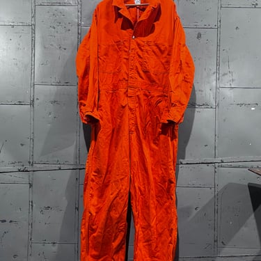 60s GO-PFR union made HBT Work Wear Coveralls Orange Jumpsuit Prison Style Work Suit Blue Distressed mechanic core Size 48 