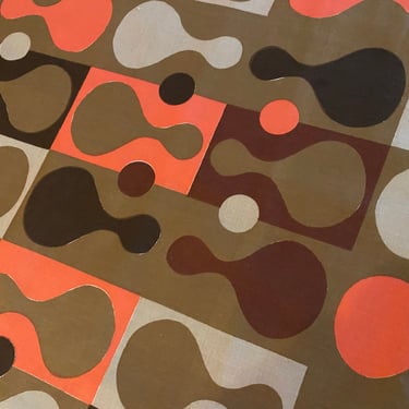 5 YDS Vintage 1970s Graphic Fabric • Brown Orange Geometric • MOD Mid Century Modern MCM Hippie Boho Home Decor • Eames / Panton Style Print 