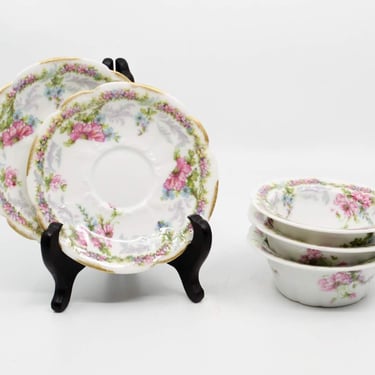 Vintage C. Ahrenfeldt Limoges 5 Piece Set of Floral Plates and Bowls 