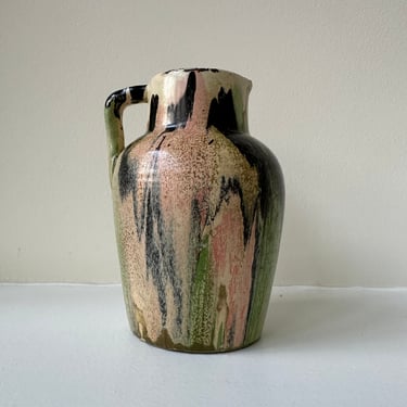 Studio Pottery - Signed Hand-painted, Black, Pink, Green 