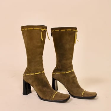 Suede Zip Up Heeled Boots By Claudia Ciuti