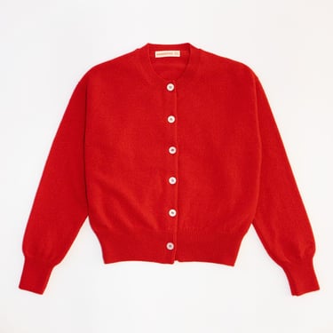 Ada Crewneck Cardigan in Poppy Red