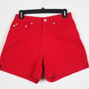 Vintage 1990s Red High Waist Denim Shorts, Size Small 