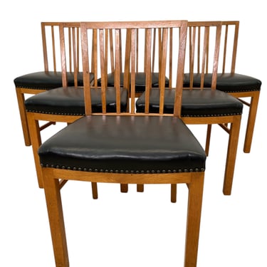 Set of (6) Fritz Hansen Oak Frame Dining Chairs, 1940's