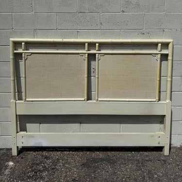 Vintage Faux Bamboo Queen Size Headboard Drexel Captiva Chippendale Bedroom Beach Chinoiserie Chic Bohemian Eclectic CUSTOM PAINT Avail 