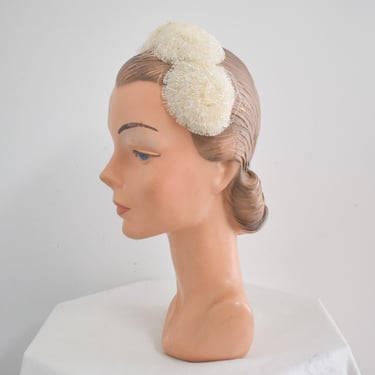 1950s Cream Raffia/Straw Headband Hat 