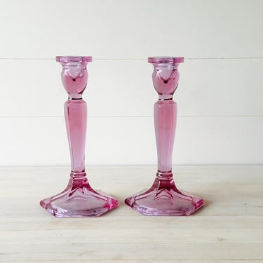 Fenton Purple Pink Candle Holders 