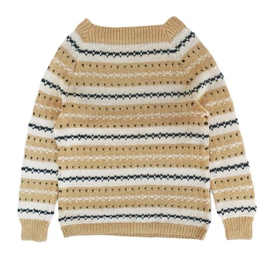 striped sweater / Fair Isle sweater / 1960s Fair Isle striped wool knit sweater Large 