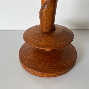 1940's French Carved Cerused Oak Table Lamp 
