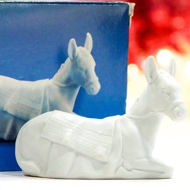 VINTAGE: 1984 - Avon Bisque Porcelain Donkey in Box - Nativity - Religious Figurines - Replacements - SKU 00035021 