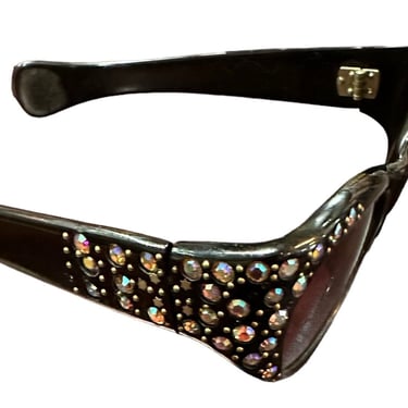 50s French Black Cats Eye Rhinestone Sunglasses