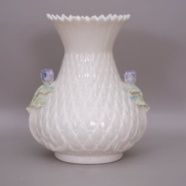 Vintage Belleek Ireland Purple Thistle Vase | 7th Gold Mark 1980-1992 | 5.5" Tall  | Collectible Irish Porcelain Vase 