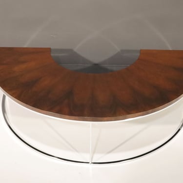 Milo Baughman Rosewood and Chrome Semi-circle Cocktail Table