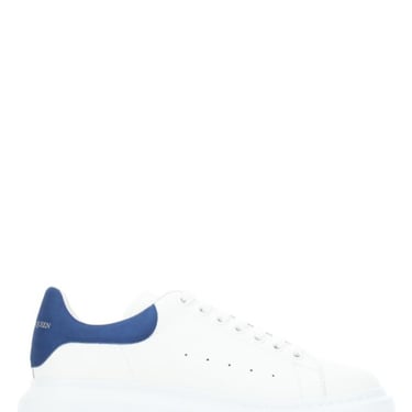 Alexander Mcqueen Men White Leather Sneakers With Blue Suede Heel