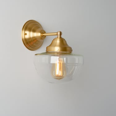 Clear Glass Wall Lighting - Acorn Schoolhouse Shade Sconce - Vanity Fixture 