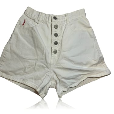 90s Vintage White Denim Shorts // Super High Waisted // Bongo // size 3 