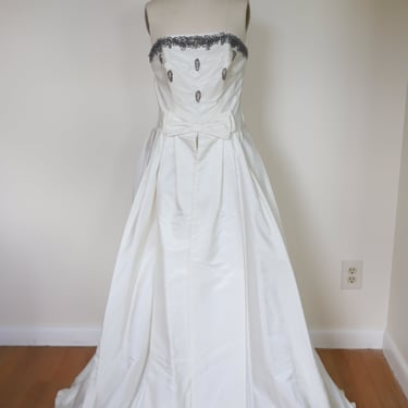 1950s Strapless Beaded A Line Gown with Bow