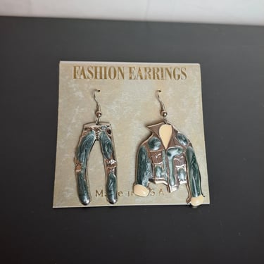 Vintage 90s Denim Dangle Earrings 