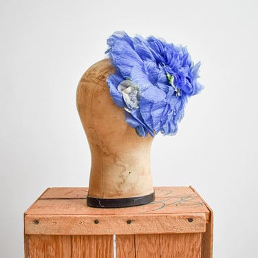 1950s Blue Flower Fascinator Hat 