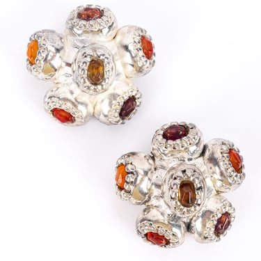 Cabochon Cluster Flower Earrings