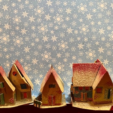 vintage putz house village 1950s mica paper Christmas houses 