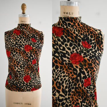 1990s Leopard and Rose Print Tank 