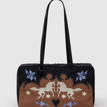 Nylon Bowler Bag in Western Appliqué