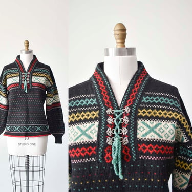 Vintage Wool Knit Sweater / 1970s Norwegian Knit Sweater / Vintage Figgjo Knit Sweater / Vintage Virgin Wool Sweater 