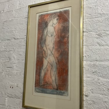 Nude, Mixed Media on Paper, Irving Amen